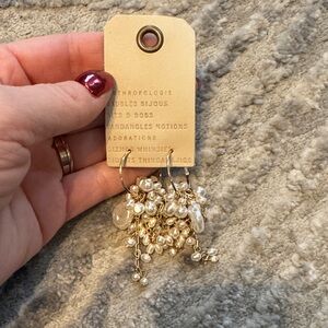 Anthropologie Gold and Pearl Dangle Earrings